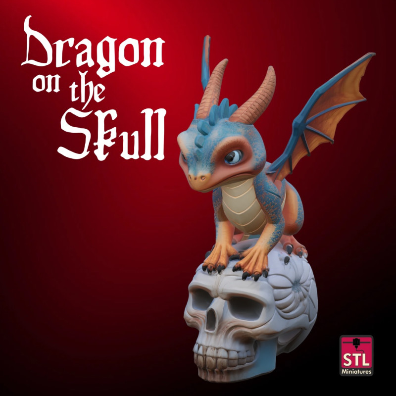 Drago su Teschio - Modello STL per Stampa 3D Dragon on the Skull 3D 프린트 모델 .c4d .max .obj .3ds .fbx .stl .blend