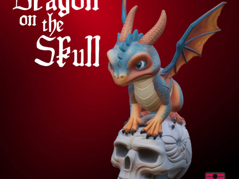 Drago su Teschio - Modello STL per Stampa 3D Dragon on the Skull 3D Baskı Modeli