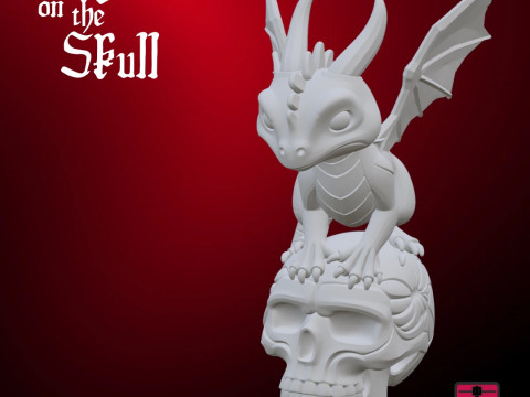 Drago su Teschio - Modello STL per Stampa 3D Dragon on the Skull 3D 프린트 모델