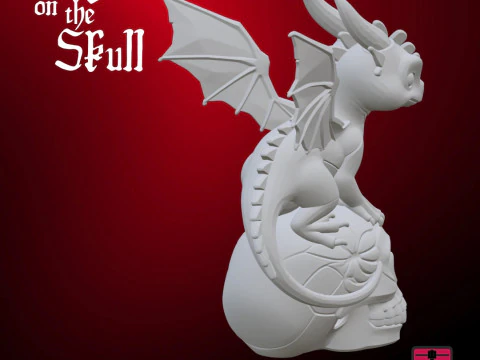 Drago su Teschio - Modello STL per Stampa 3D Dragon on the Skull 3D Print Model