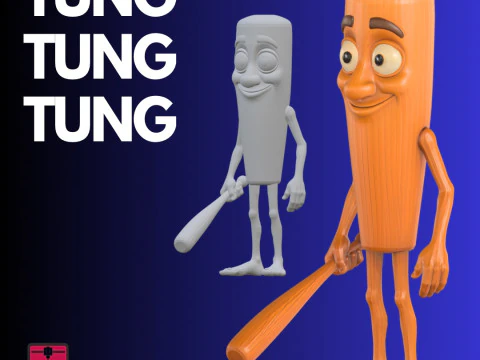 Il file STL con figura in legno con cuscinetto per la stampa 3D Tung Tun Modello di stampa 3D