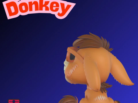 Donkey with Sunglasses STL File for 3D Printing Cheerful Cartoon Style Collectible 3D Print Model
