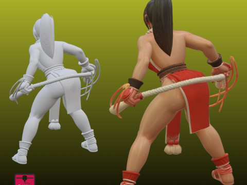 Combat- Mai Shiranui Ninja Girl STL File for 3D Printing Anime-Style Fighter Figure Model do druku 3D