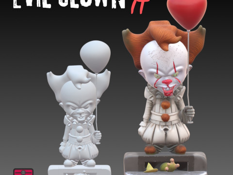 Evil Clown IT Pennywise Horror Figure STL File for 3D Printing Inspired Creepy Character Model 3D Принт Модель