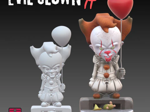 Evil Clown IT Pennywise Horror Figura File STL per il modello di personaggio inquietante ispirato alla stampa 3D Modello di stampa 3D
