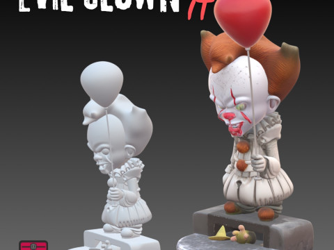 Evil Clown IT Pennywise Horror Figure STL File for 3D Printing Inspired Creepy Character Model 3D Baskı Modeli