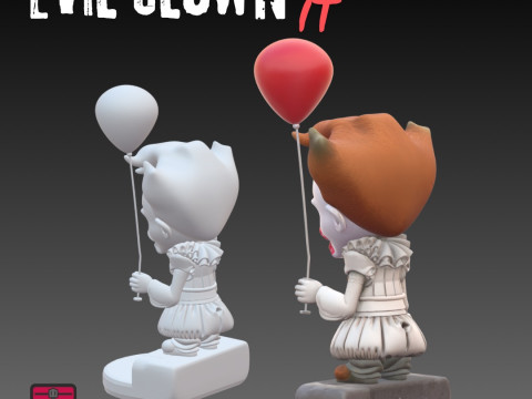 Evil Clown IT Pennywise Horror Figure STL File for 3D Printing Inspired Creepy Character Model 3D Baskı Modeli