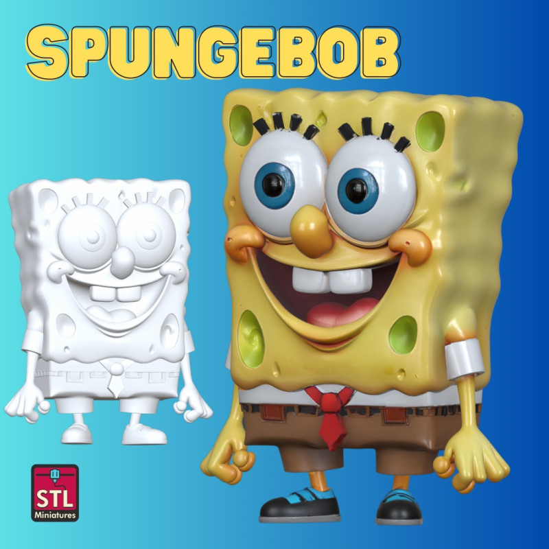 SpongeBob SquarePants-Inspired Figure STL File for 3D Printing Standing Pose with Big Eyes and R 3D प्रिंट मॉडल .c4d .max .obj .3ds .fbx .stl .blend