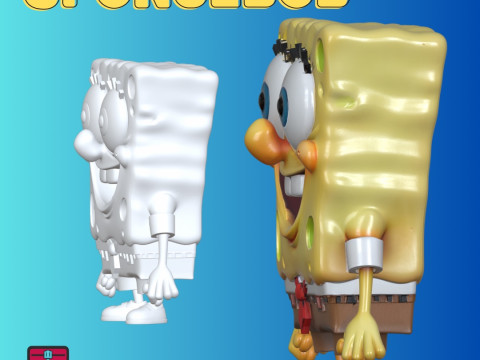 SpongeBob SquarePants-Inspired Figure STL File for 3D Printing Standing Pose with Big Eyes and R 3D प्रिंट मॉडल