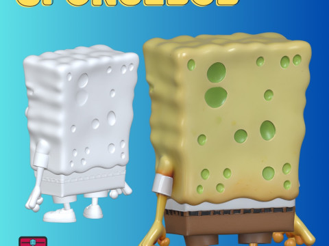 SpongeBob SquarePants-Inspired Figure STL File for 3D Printing Standing Pose with Big Eyes and R 3D प्रिंट मॉडल