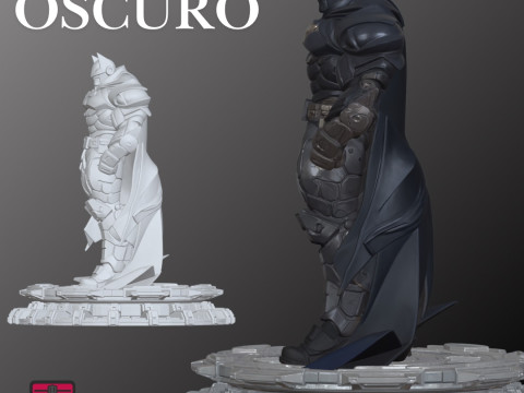 The Dark Knight STL File for 3D Printing Futuristic Superhero Armor on Base Modelo de impresión 3D