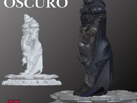 The Dark Knight STL File for 3D Printing Futuristic Superhero Armor on Base 3D Print Model