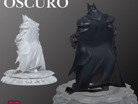 The Dark Knight STL File for 3D Printing Futuristic Superhero Armor on Base Modelo de impresión 3D