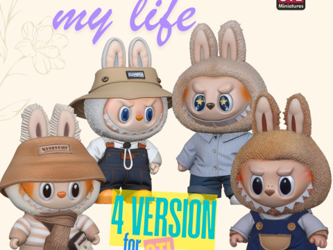 4 Labubu-Inspired Figures STL Files for 3D Printing Urban Style Collectible Set Modèles 3D en vedette