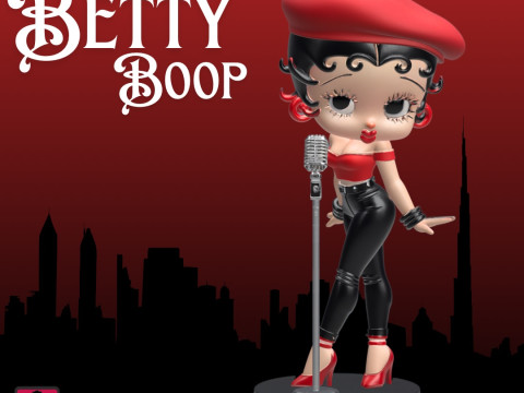 Betty Boop STL File for 3D Printing Classic Cartoon Diva on Stage with Microphone 3D Принт Модель