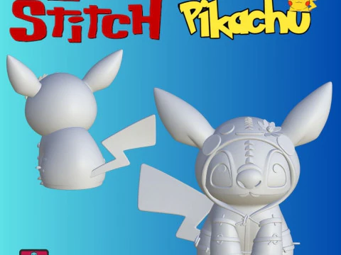 Pikachu as Stitch and Stitch as Pikachu 3D Print Model
