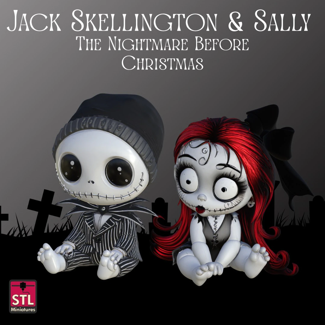 Jack Skellington Sally Baby Version STL Files for 3D Printing Adorable Collectible Models 3D Print Model .c4d .max .obj .3ds .fbx .stl .blend 