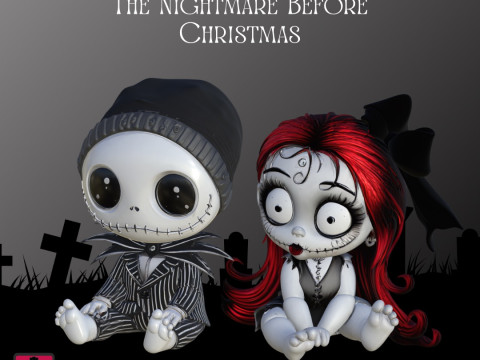 Jack Skellington Sally Baby Version STL Files for 3D Printing Adorable Collectible Models 3D 打印模型