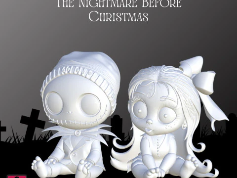 Jack Skellington Sally Baby Version STL Files for 3D Printing Adorable Collectible Models 3D Print Model