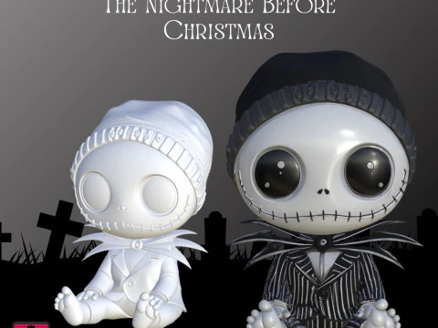 Jack Skellington Sally Baby Version STL Files for 3D Printing Adorable Collectible Models 3D Print Model