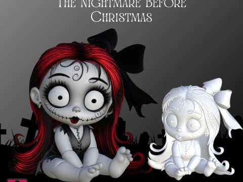 Jack Skellington Sally Baby Version STL Files for 3D Printing Adorable Collectible Models 3D Print Model