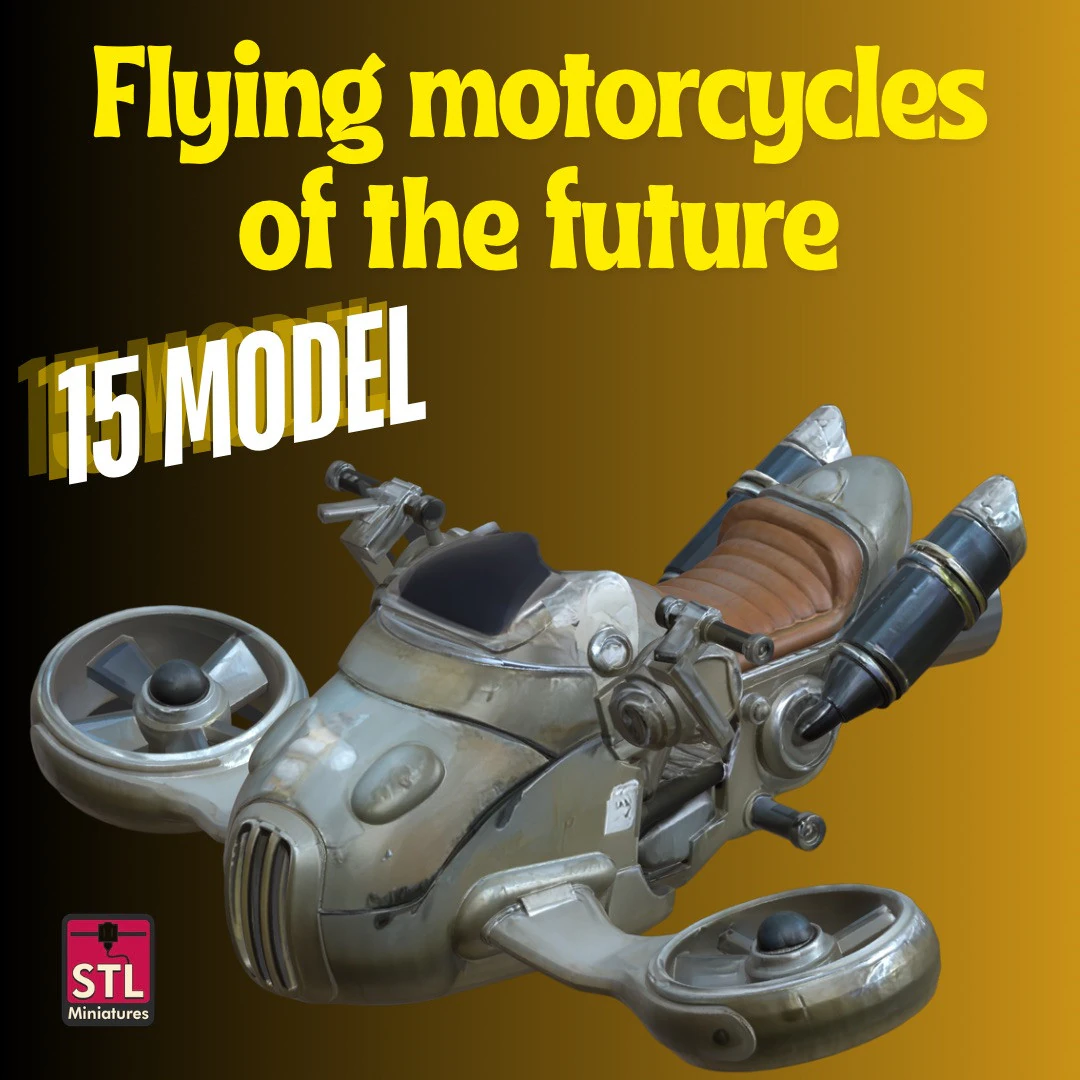 Flying Fantasy Motorcycles Pack of 15 STL Files for 3D Printing Highly Detailed Collectible Mode 3D Print Model .c4d .max .obj .3ds .fbx .stl .blend