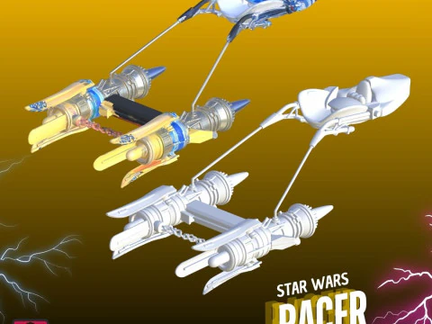 STL Bundle 6 Podracers Inspired by Star Wars Chariot-Style Sci-Fi Vehicles Printable s 3D Print Model