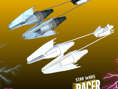 STL Bundle 6 Podracers Inspired by Star Wars Chariot-Style Sci-Fi Vehicles Printable s 3D Print Model