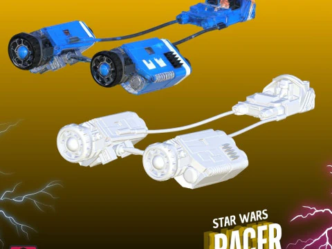 STL Bundle 6 Podracers Inspired by Star Wars Chariot-Style Sci-Fi Vehicles Printable s 3D Print Model