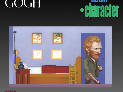 Van Gogh Chibi The Bedroom STL Archivos para impresi&oacute;n 3D Conjunto de tributo al artista coleccionable Modelo de impresión 3D