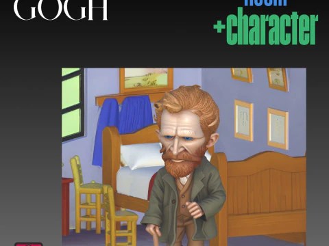 Van Gogh Chibi The Bedroom STL Archivos para impresi&oacute;n 3D Conjunto de tributo al artista coleccionable Modelo de impresión 3D