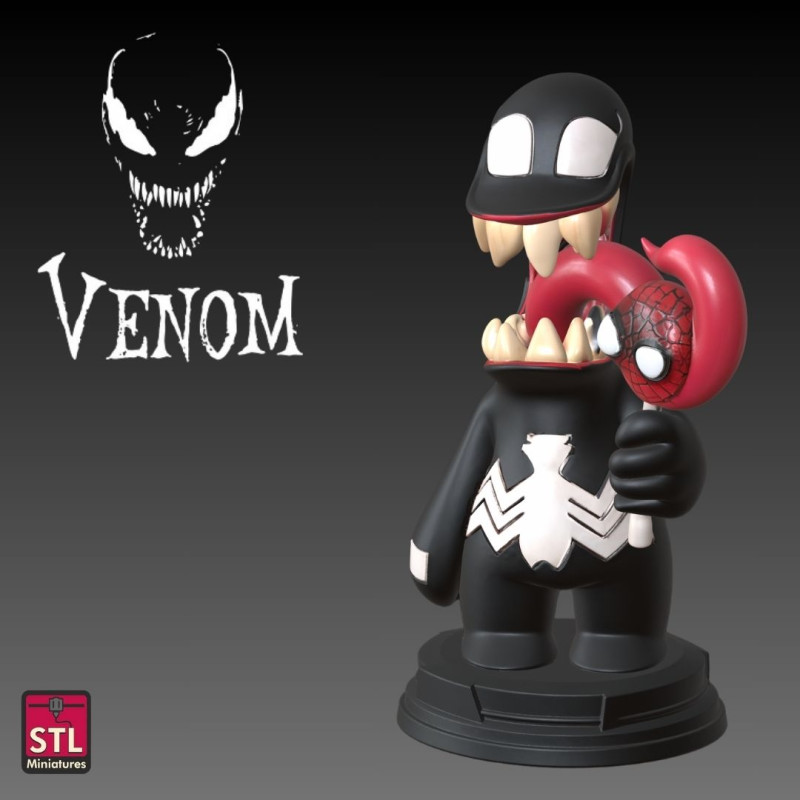 Venom Chibi STL File Funny Comic-Style Model with Lollipop 3D Druckmodell .c4d .max .obj .3ds .fbx .stl .blend 