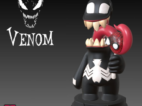 Venom Chibi STL File Funny Comic-Style Model with Lollipop 3Dプリントモデル