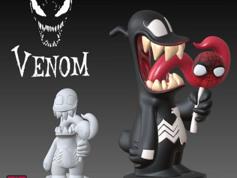 Venom Chibi STL File Funny Comic-Style Model with Lollipop 3D Druckmodell