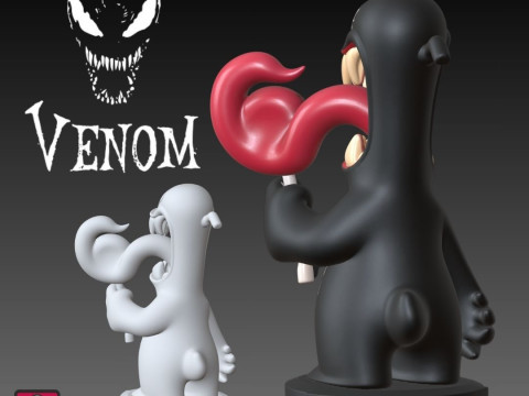 Venom Chibi STL File Funny Comic-Style Model with Lollipop 3D Druckmodell