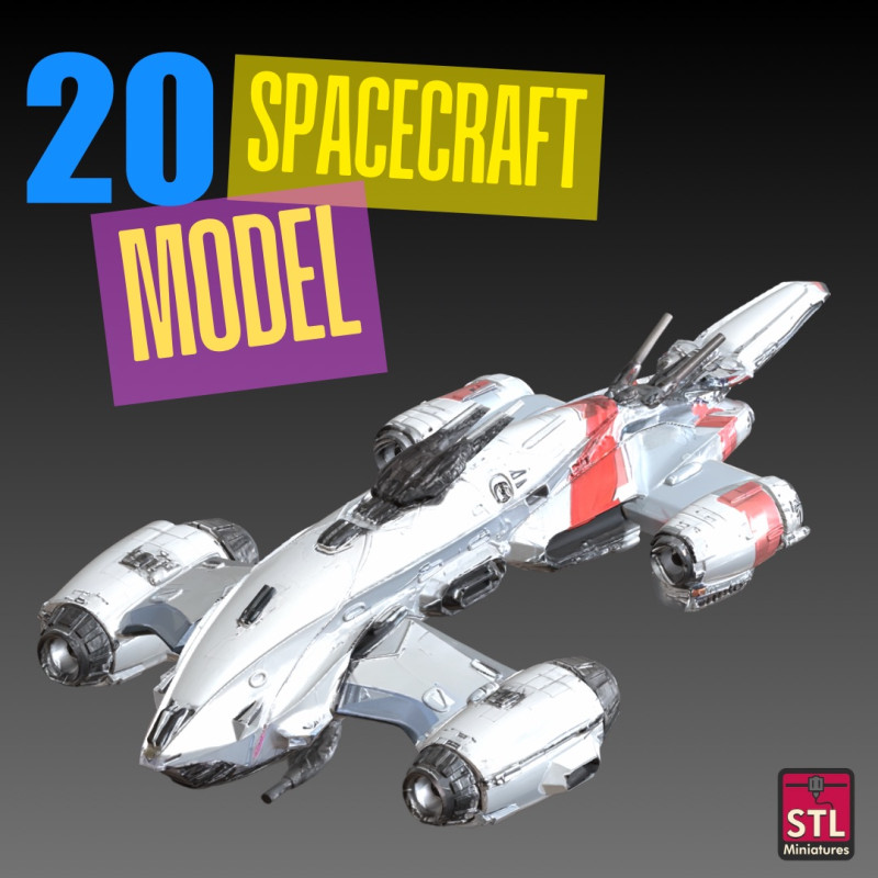 20 Unique Spacecraft Models STL File Collection for 3D Printing Model do druku 3D .c4d .max .obj .3ds .fbx .stl .blend