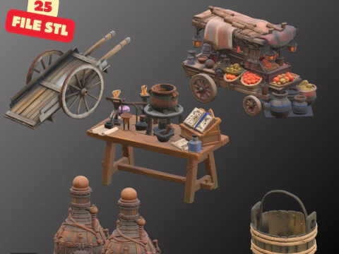 STL Files Collection Welcome to the Middle Ages Medieval Props Pack 25 Detailed Models for 3D P 3D Print Model