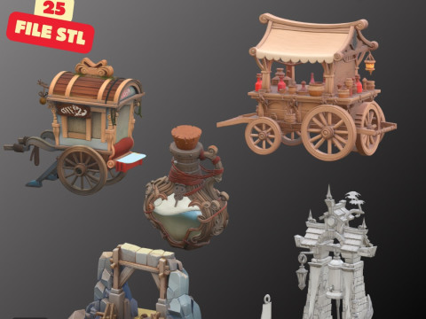 STL Files Collection Welcome to the Middle Ages Medieval Props Pack 25 Detailed Models for 3D P 3D Принт Модель