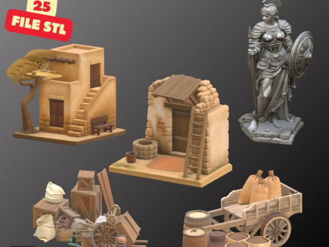 STL Files Collection Welcome to the Middle Ages Medieval Props Pack 25 Detailed Models for 3D P 3D Принт Модель