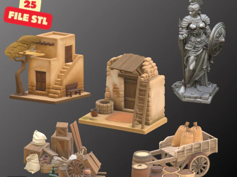 STL Files Collection Welcome to the Middle Ages Medieval Props Pack 25 Detailed Models for 3D P 3D Print Model