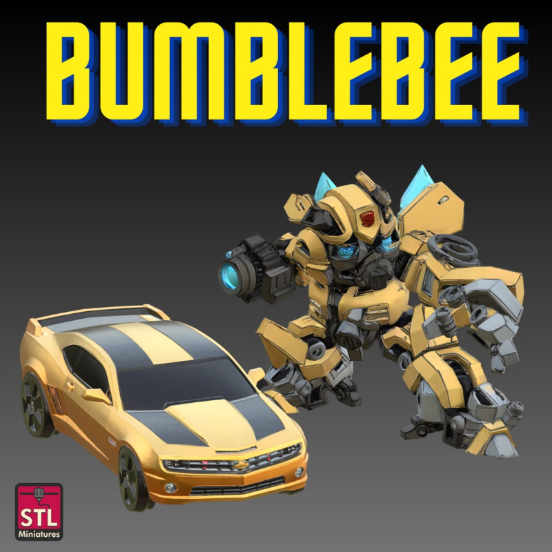 STL File Bumblebee Autobot Chibi Style Transformed Car Version Double Pack for 3D Printing 3D Print Model .c4d .max .obj .3ds .fbx .stl .blend