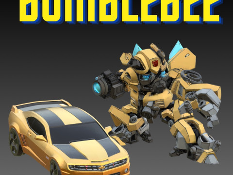 STL File Bumblebee Autobot Chibi Style Transformed Car Version Double Pack for 3D Printing 3D 프린트 모델
