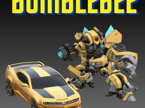 File STL Bumblebee Autobot Chibi Style Trasformato Versione per auto Confezione doppia per la stampa 3D Modello di stampa 3D