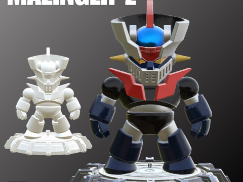 STL File Chibi Mazinger Z with Space Base Iconic Robot Miniature for 3D Printing 3D 打印模型
