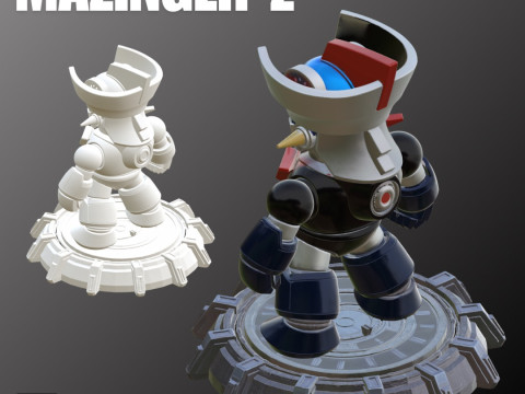 STL File Chibi Mazinger Z with Space Base Iconic Robot Miniature for 3D Printing Model do druku 3D