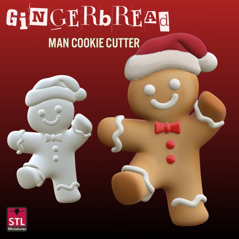 STL File Gingerbread Hero in Christmas Style Cute and Festive 3D Printable Model 3D-Druckmodell .c4d .max .obj .3ds .fbx .stl .blend