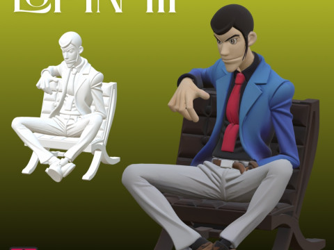 STL File Lupin III Sitting Pose Inspired FunArt 3D 打印模型