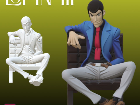STL File Lupin III Sitting Pose Inspired FunArt Model Cetak 3D