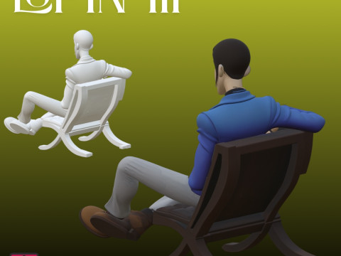 STL File Lupin III Sitting Pose Inspired FunArt Model Cetak 3D