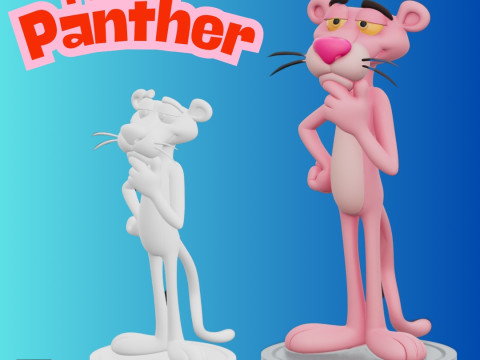 STL File The Pink Panther in a Thoughtful Pose FanArt Inspired 3D Printable Model 3D-Druckmodell
